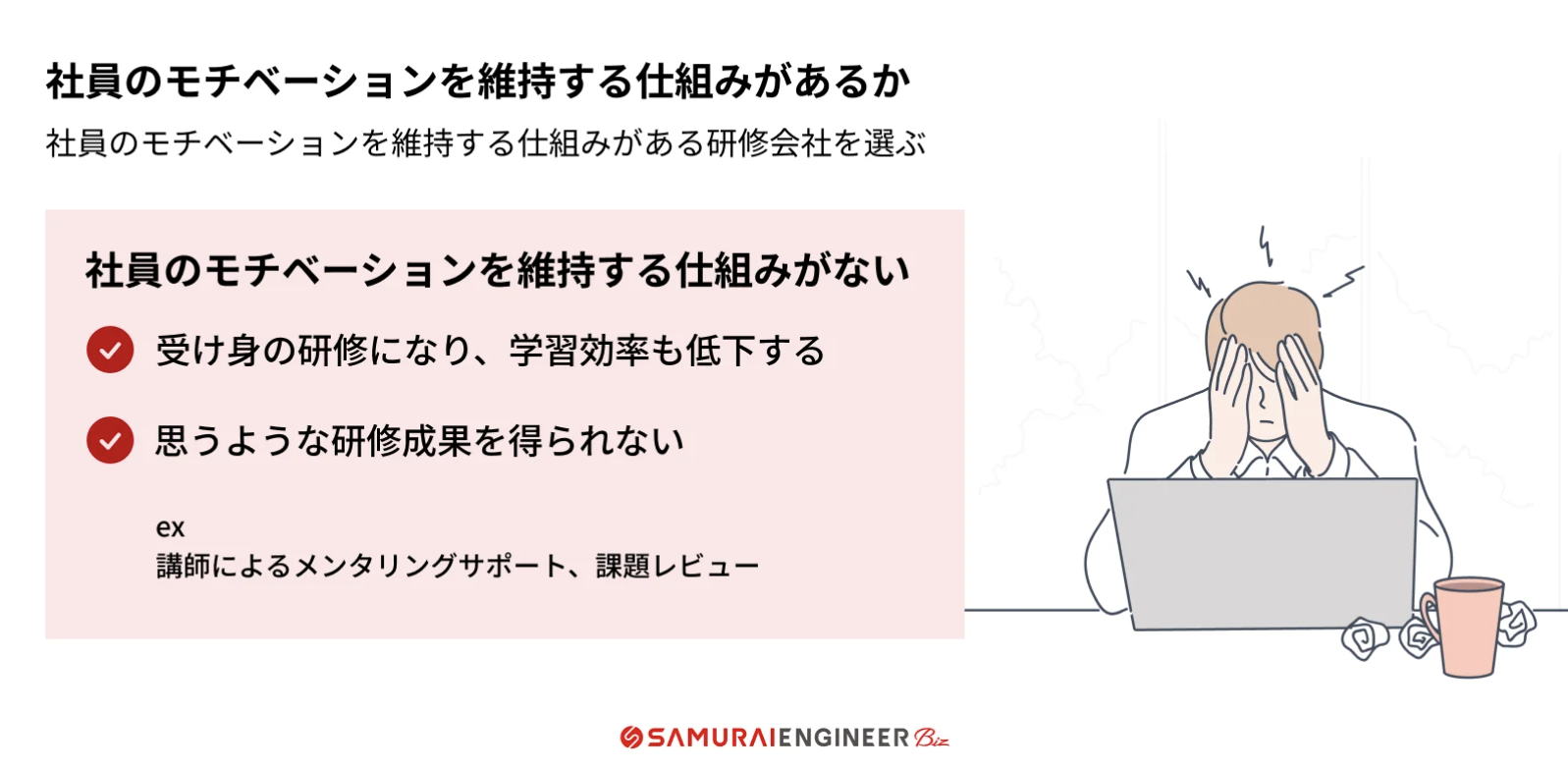 社員のモチベーションを維持する仕組みがあるか確認する