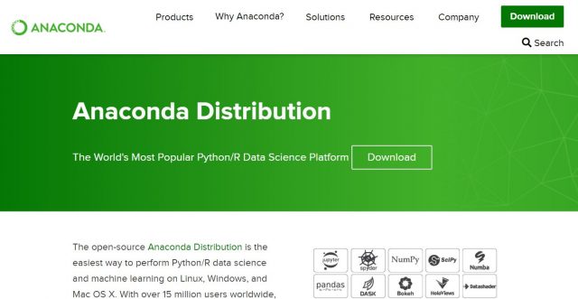 Anaconda Distribution landing page