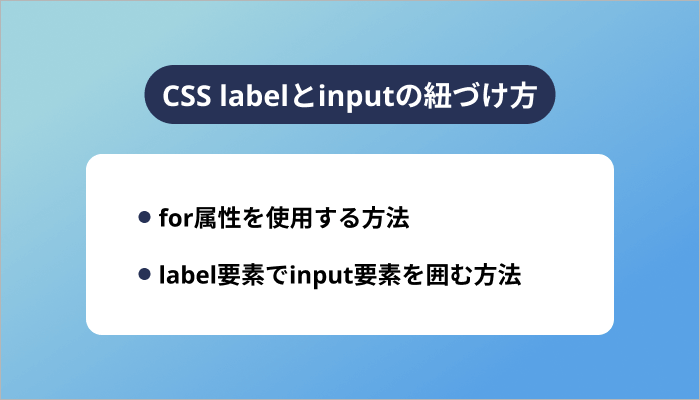 CSS labelとinputの紐づけ方