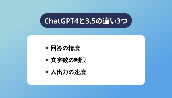 ChatGPT4と3.5の違い3つ