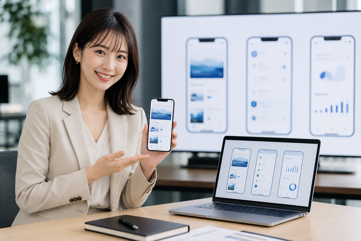 成果を発表するビジネスチーム
